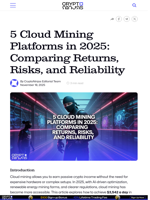 5 Cloud Mining Platforms in 2025: Comparing Returns, Risks, and Reliability