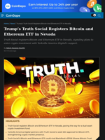 Trump’s Truth Social Registers Bitcoin and Ethereum ETF in Nevada