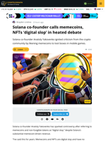 Solana Boss Says Memecoins, NFTs Are Digital Slop