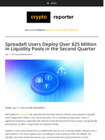 Spreadefi Users Deploy Over $25 Million in Liquidity Pools in the Second Quarter