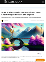 Apex Fusion Unveils Decentralized Cross-Chain Bridges Reactor and Skyline - DailyCoin