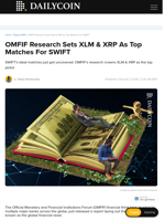 OMFIF Research Sets XLM & XRP As Top Matches For SWIFT - DailyCoin