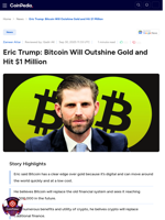 Eric Trump: Bitcoin Will Outshine Gold and Hit $1 Million