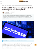 Coinbase 2025 Transparency Report: Global Data Requests and Privacy Efforts - InsideBitcoins.com