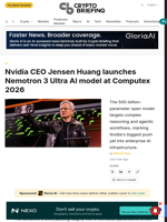 Nvidia CEO Jensen Huang launches Nemotron 3 Ultra AI model at Computex 2026