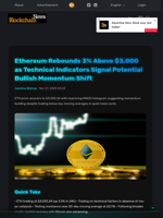 Ethereum Rebounds 3% Above $3,000 as Technical Indicators Signal Potential Bullish Momentum Shift - Blockchain.News