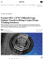 Former SEC, CFTC Officials Urge Lighter Touch to Bring Crypto Perps Trading Onshore - Decrypt