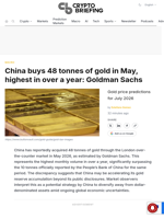 China buys 48 tonnes of gold in May, highest in over a year: Goldman Sachs