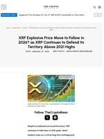 XRP Explosive Price Move to Follow in 2026? as XRP Continues to Defend Its Territory Above 2021 Highs
