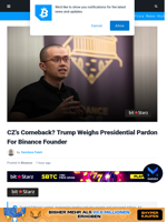 CZ’s Comeback? Trump Weighs Presidential Pardon for Binance Founder