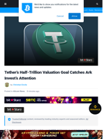 Tether’s Half-Trillion Valuation Goal Catches Ark Invest’s Attention