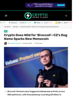 Crypto Goes Wild for ‘Broccoli’—CZ’s Dog Name Sparks New Memecoin - Crypto News Flash