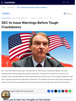 SEC to Issue Warnings Before Tough Crackdowns