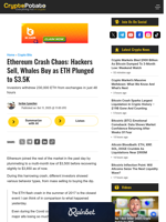 Ethereum Crash Chaos: Hackers Sell, Whales Buy as ETH Plunged to $3.5K