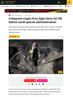 Ziglu Faces $2.7M Shortfall as Crypto Fintech Enters Special Administration