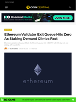 Ethereum Validator Exit Queue Hits Zero As Staking Demand Climbs Fast