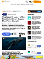 Cryptoquant: Large Holders Step Back, Bitcoin Regains Short-Term Strength – Markets and Prices Bitcoin News