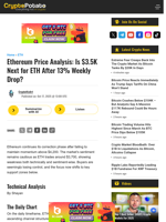 Ethereum Price Analysis: Is $3.5K Next for ETH After 13% Weekly Drop?