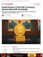 South Korea's First SOL Treasury: Solana Blastoff Incoming? - Coinspeaker