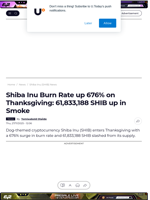 Shiba Inu Burn Rate up 676% on Thanksgiving: 61,833,188 SHIB up in Smoke - U.Today