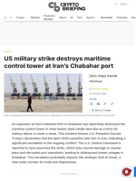 US military strike destroys maritime control tower at Iran's Chabahar port