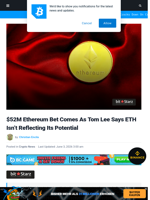 $52M Ethereum Bet Comes As Tom Lee Says ETH Isn’t Reflecting Its Potential | Bitcoinist.com