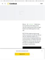 BTC News: Bitcoin Profit Taking Speeds Up Post Golden Cross, Hourly Cashouts Top $500M