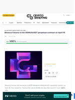 Binance Futures to list GENIUSUSDT perpetual contract on April 16