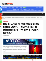 BNB Chain memecoins take 30%+ tumble: Is Binance’s ‘Meme rush’ over? - The Crypto News Wire