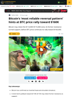 Bitcoin’s ‘Most Reliable Reversal Pattern’ Hints at BTC Price Rally Toward $160K