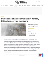 Iran claims attack on US base in Jordan, killing two service members
