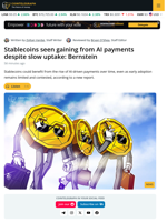 Stablecoins Key Role in Agentic AI, Despite Limited Adoption: Bernstein