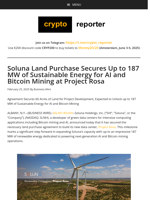 Soluna Land Purchase Secures Up to 187 MW of Sustainable Energy for AI and Bitcoin Mining at Project Rosa