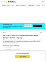 $5 million political donation by BitMEX’s Delo lands amid U.K. crypto crackdown