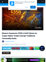 Binance Surpasses $35B In Gold Volume As Crypto-Native Traders Disrupt Traditional Commodity Desks | Bitcoinist.com
