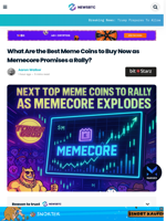 Next Top Meme Coins to Rally as Memecore Explodes 55% in a Week