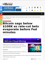 Bitcoin sags below $108K as rate-cut bets evaporate before Fed minutes - The Crypto News Wire