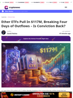 Ether ETFs Break Four-Day Outflow Streak With $117M Inflow