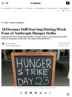 AI Doomer Still Starving During Week Four of Anthropic Hunger Strike - Decrypt