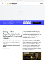 Trump-Linked NexusOne Launches to Influence U.S. Crypto and AI Policy