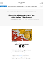 Bhutan Introduces Crypto Visa With Gold-Backed Token Deposit