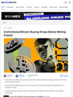 Institutional Bitcoin Buying Drops Below Mining Supply - BeInCrypto