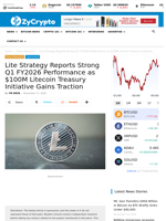 Lite Strategy Reports Strong Q1 FY2026 Performance as $100M Litecoin Treasury Initiative Gains Traction