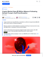 Trump’s Tariff Move Triggers $1 Billion Crypto Market Slide