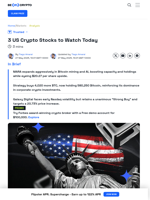 3 US Crypto Stocks to Watch Today: MARA, GLXY, MSTR