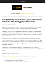 Global Onchain Awards 2026 Announces Winners Following 30,000+ Votes