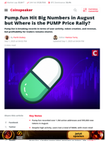 Record August for Pump.fun, PUMP Holds Steady