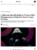 California Sheriffs Believe 74-Year-Old's Disappearance Linked to Son's Crypto Fortune - Decrypt