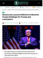 Democrats Launch COIN Act to Restrict Crypto for Trump