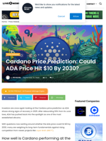 Cardano Price Prediction: Could ADA Price Hit $10 By 2030? | Live Bitcoin News